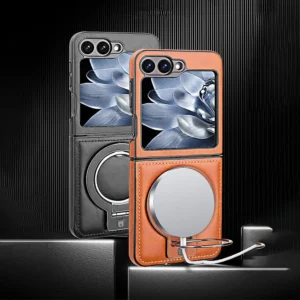 New Arrival - Luxury Leather Invisible MagSafe Stand Protective Shell for Z Flip6/5/4/3